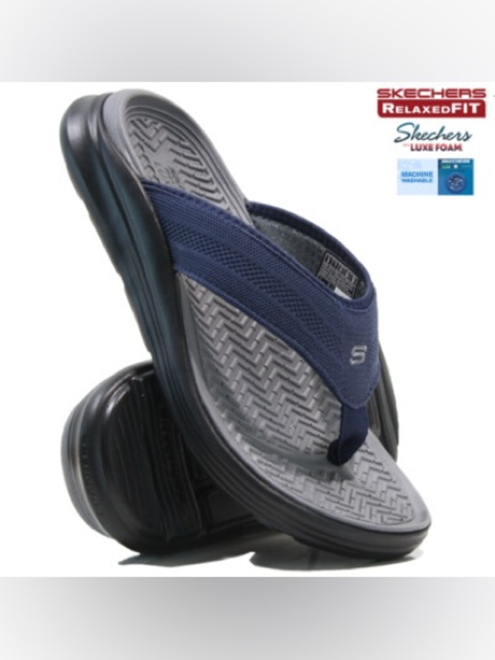 Skechers Sargo – Point Vista Men’s Flip Flops | Navy | Size 12 | NWT